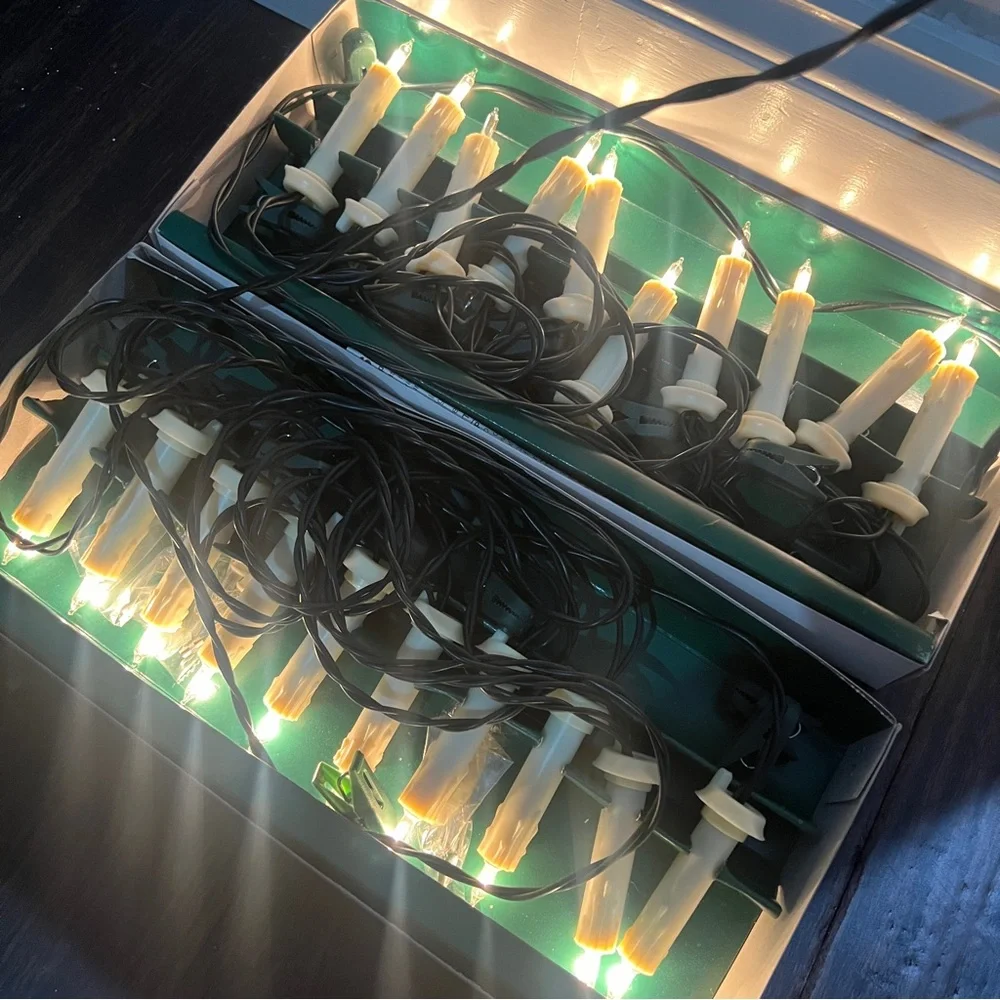 Vtg Kurt Adler Clip-On Candle Light String Set Christmas 2 Box Sets Of 10 Lights